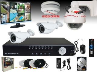 4 CH Channel DVR CCTV Surveillance Security Camera System Set LCD Monitor PTZ
