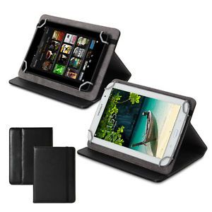 Black Universal PU Leather Folio Stand Case Cover for 6 7 8 inch Tablet