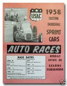 1958 Reading PA Sprint Car Racing Limited Print 50s Race Retro Garage Poster