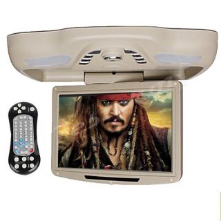 Beige 12 1" HD LCD Car DVD Player Roof Mount USB TV FM Monitor 32BT Games Handle