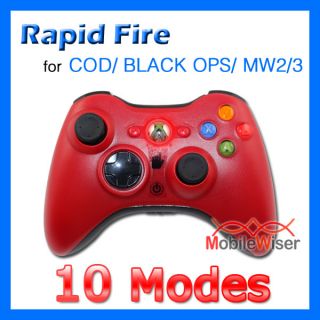 Modded Xbox 360 Controller Red Rapid Fire 10 Mode Cod Ops MW2 MW3 Red LED