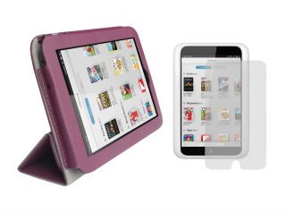 Screen Protector Purple PU Leather Cover Case for Barnes Noble Nook HD 7 In