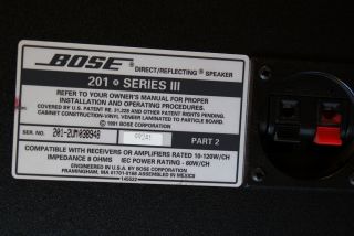 Bose 201 Series III Speakers Pair Skull Shattering Bass 120 Watt