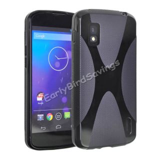 Black x Line Design Gel TPU Nexus 4 E960 Case Cover for Google LG Nexus 4 E960