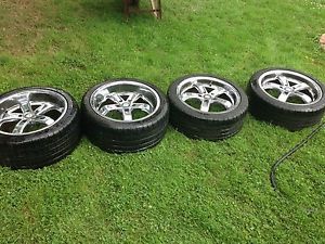 4 Beyern 18 inch Five Chrome 5 Spoke Wheel Set with Michelin Tires On