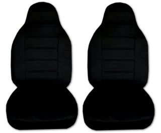Black Quilted Velour High Back 7pc Car Truck Seat Covers 1