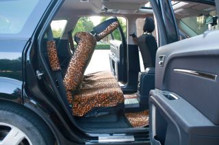 Beige Leopard Print Seat Covers Full Set Floor Mats Car SUV Truck Van
