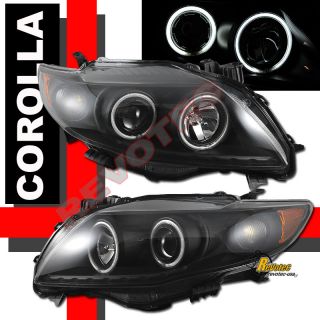 09 2010 Toyota Corolla Dual CCFL Halo Rims Projector Headlights Black