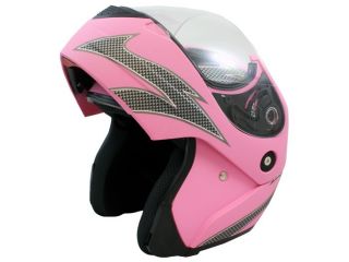 Flat Pink Flame Flip Up Modular Full Face Motorcycle Helmet Street Dot s Small