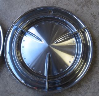 1960 Pontiac Bonneville Spinner Hubcaps Wheel Covers 536357 Hub Caps 14" Nice