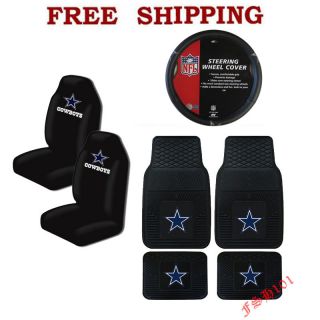 NFL Dallas Cowboys Car Truck Steering Wheel Cover Floor Mats Seat Covers