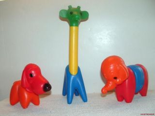Vintage Tupperware Tupper Toys Zoo It Giraffe Dog Elephant 11 Pieces