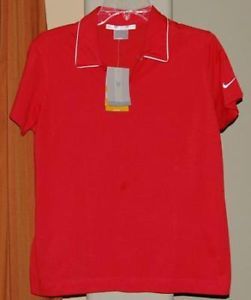 Nike Dri Fit Short Sleeve Red Orange Golf Polo Shirt Ladies Womens Medium