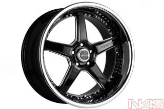 Brand New 20" Nissan 350Z Vertini Drift Black Staggered Wheels Rims