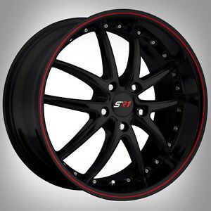 SR1 Spyder Corvette Wheels C6 Fitment Black Red Lip