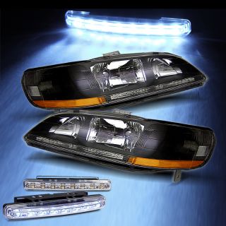 LED Bumper Fog Lights 98 02 Honda Accord Amber Headlights Black Pair Lamp Set