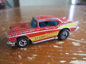 1976 Hot Wheels Redline '57 Chevy Diecast Car Red w Blue Windows