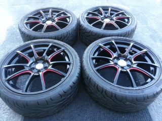 4 Axis Sport Xcite Black w Red Accents 18x8 5x100 Wheels with BFGoodrich Tires