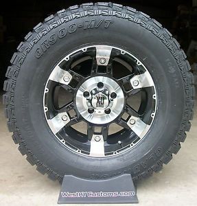 17x9 KMC XD Spy Black Machined Gladiator QR900 MT 285 70 R17 33" Mud Tires