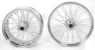Chrome Wheels 60 Spokes 250 Wide Front Rear Set Fits Custom Harley Motorcycle