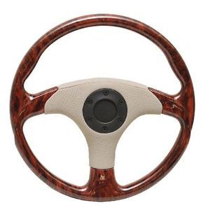 Custom Marine 13 1 4 inch Cherrywood Beige Black Boat Steering Wheel