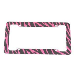 Pink Zebra Safari Animal Print Metal License Plate Frame