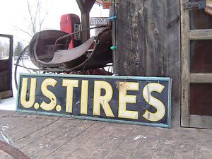 Old Vintage Original U s Tire Advertising Sign Dated 1940 Gas Pump Oil Can Car