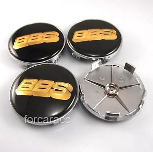4X BBs Wheels Center Caps 68mm Black Gold Logo for BMW 3 5 7 M Series