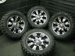 20" Chrome Wheels 6x5 1 2" Rims Nitto Mud Grappler Tires 33x12 50R20 33125020