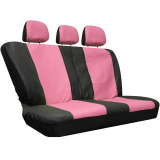 Faux PU Leather Truck Car Seat Covers 11 PC Set Superior Pink Black Bucket Bench