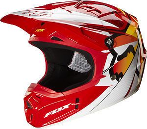 Fox Racing V1 Radeon 2014 Youth MX Offroad Helmet Red Yellow