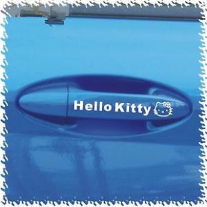 4pcs Hello Kitty Head Graphics Auto Car Truck Handle Decor Stickers Decals White