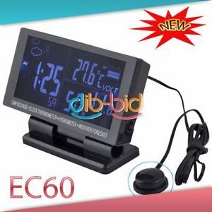 LCD Car Alarm Digital Cigarette Voltage Thermometer Hygrometer Clock Monitor 2