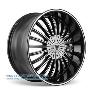 28" Venice Stella Black Wheels and Tires Package fo Cadillac Chevy Chevrolet