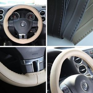 New Leather Steering Wheel Wrap Cover 47009 Beige Hummer Fiat Car Needle Thread