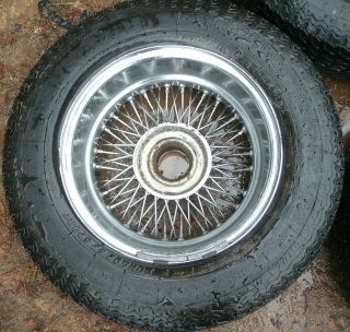 Jaguar XKE V12 E Type 72 Spoke Chrome Wire Wheels Tires Dunlop Rims 6JKX15X20