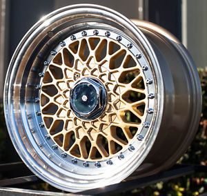15x8 JNC 004 4x100 15 mm Gold Wheel Fit Scion XA XB Integra Yaris BMW E30 Rim