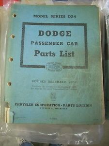1946 1947 1948 Dodge Passenger Car Dealer Parts Book Manual Catalog D24
