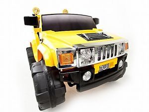 Yellow 12V Battery Power Kids Ride on Hummer Jeep Big Wheels 2013 Model 2MOTORS