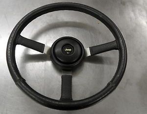 Jeep Steering Wheel Black Leather Wrapped with Horn Hardware Center Cap