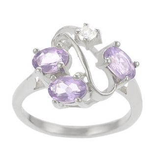 Skyline Silver Sterling Silver with CZ and Amethyst Ring