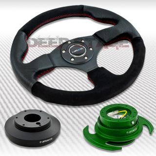NRG Suede Steering Wheel Hub Green Gen 3 0 Quick Release Kit Mustang Mazda 3