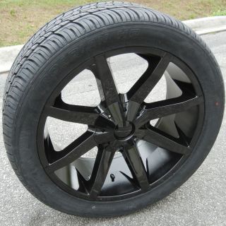22" Black KMC Slide Wheels Rims Nexen Tire Silverado Tahoe Titan GMC Sierra F150