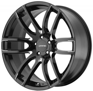 22" Lorenzo WL36 Wheel Set Gloss Black Milled Staggered 22x9 0 22x11 Rims