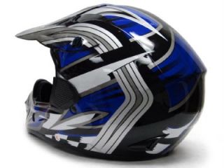 TMS Blue Black Dirt Bike ATV Motocross Off Road Helmet s M L XL XXL