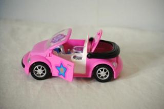 Polly Pocket Convertable Toy Car Doors Trunk Opens Wheels Move Pink Black Gray