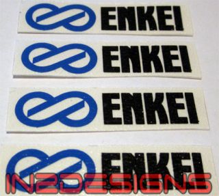 Enkei Wheel Decals x 4 Mitsubishi EVO Black Blue Larger Size