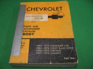 62 72 Chevrolet Chevy II Nova Chevelle Camaro Body Parts Catalog GM Original
