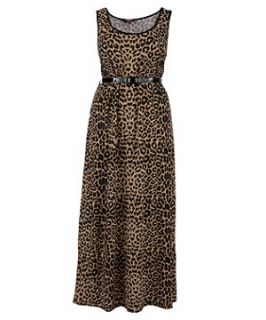 Inspire Animal Print Belted Maxi Dress