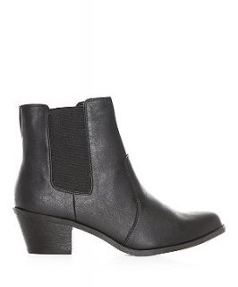 Black Leather Look Pointed Chelsea Boots